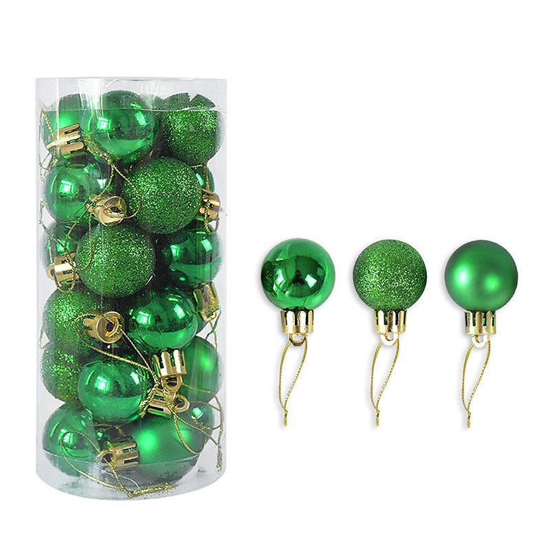 Set van 24 kerstballen 3 cm in groen – shiny, glitter en mat – AskYellow