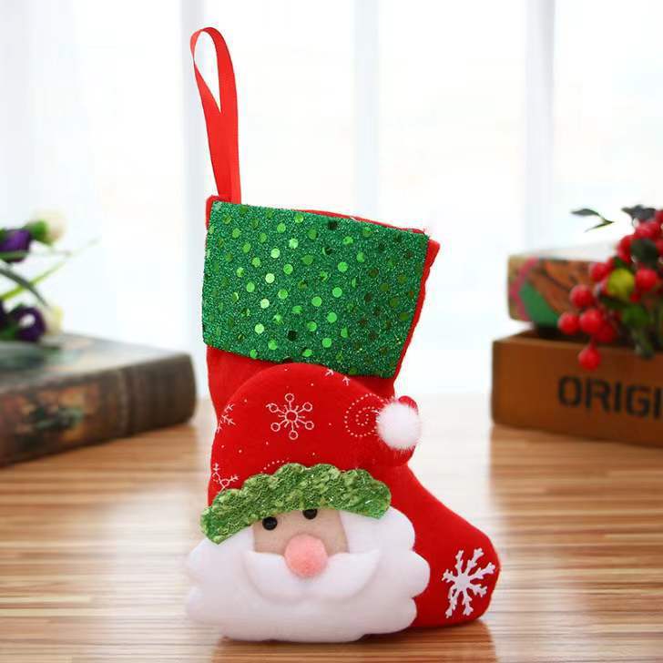 Kerst cadeauzak sok – Kerstman design – hangende stocking 10×20 cm met ophanglus
