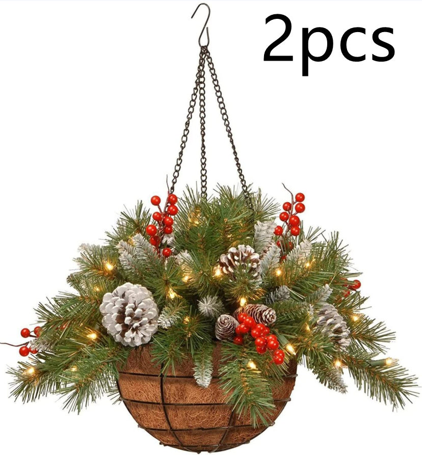 Kerstkrans 2025 – Luxe Hanging Basket zonder verlichting