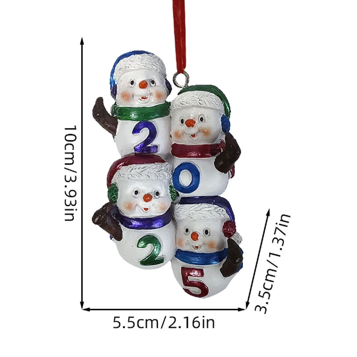 Kerst Hanger Resin 2025 – Sneeuwpop & “2025” Ornament 10 cm