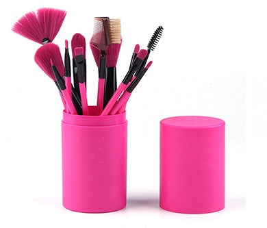 12-delige make-up kwastenset – fucsia