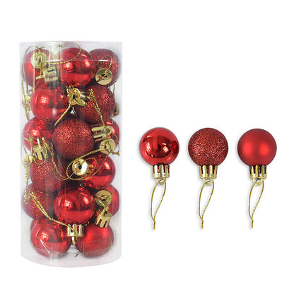 Set van 24 kerstballen 3 cm in rood – shiny, glitter en mat – AskYellow