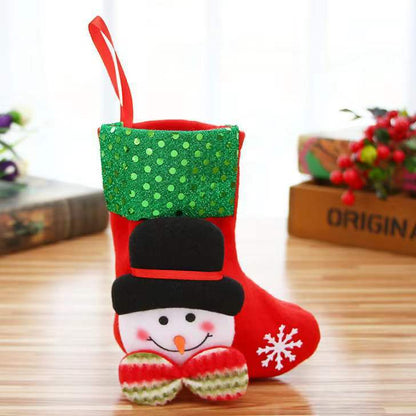 Kerst cadeauzak sok – Snowman design – hangende stocking 10×20 cm met ophanglus
